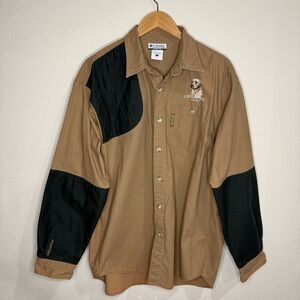 Vintage Columbia Outdoors Shirt Duck Hunting Briarshun Tan & Green Men’s Large